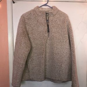 Time and Tru white sherpa quarter zip pullover